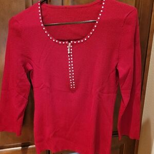 Giani Bernini Red Jeweled Sweater